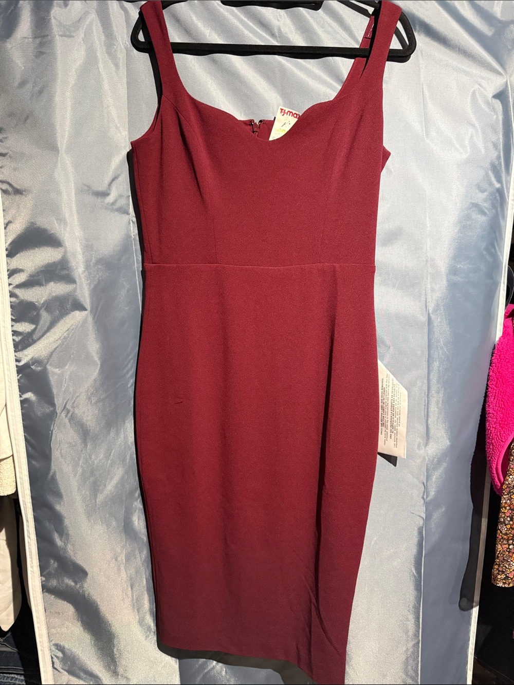 Dress the Population Wine Sleeveless Midi Sheath Dress
